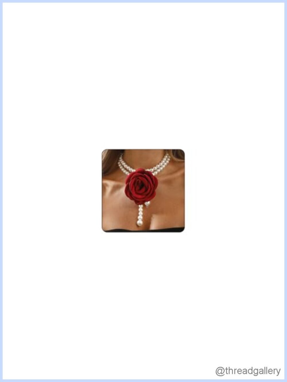 Baroque Pearl Choker Necklace Rose Flower Fabric Alloy Women